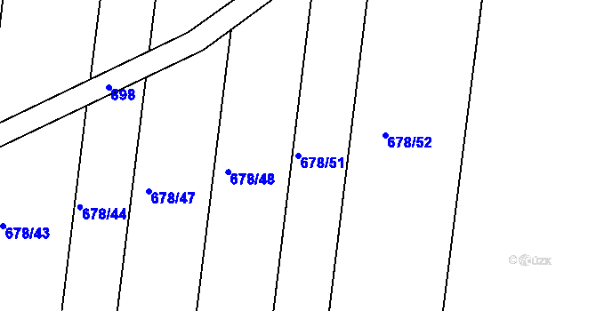 Parcela st. 678/51 v KÚ Křižanov u Branic, Katastrální mapa
