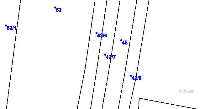 Parcela st. 42/7 v KÚ Okrouhlá u Branic, Katastrální mapa
