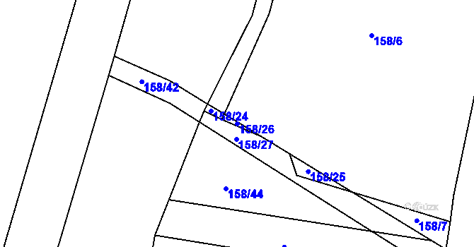Parcela st. 158/26 v KÚ Okrouhlá u Branic, Katastrální mapa