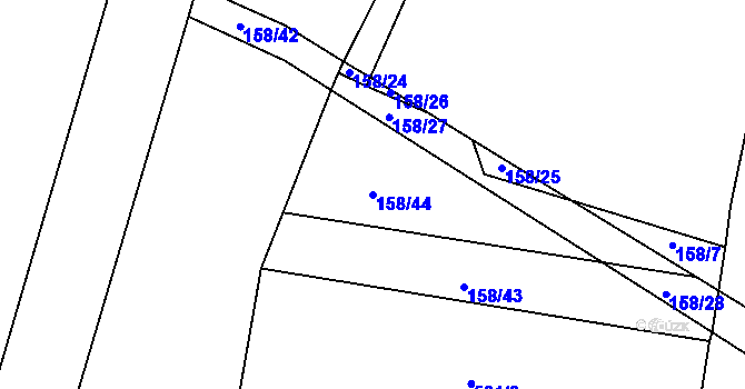 Parcela st. 158/44 v KÚ Okrouhlá u Branic, Katastrální mapa