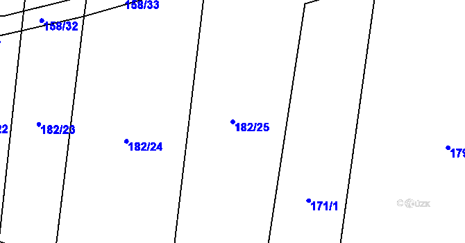 Parcela st. 182/25 v KÚ Okrouhlá u Branic, Katastrální mapa