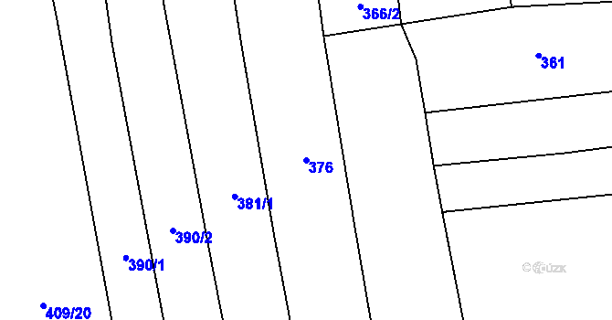 Parcela st. 376 v KÚ Okrouhlá u Branic, Katastrální mapa