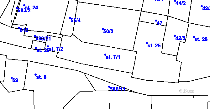 Parcela st. 7/1 v KÚ Okrouhlá u Branic, Katastrální mapa