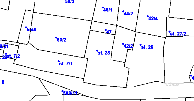 Parcela st. 25 v KÚ Okrouhlá u Branic, Katastrální mapa