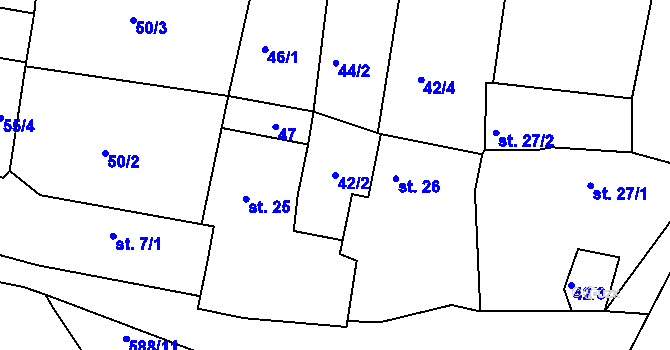 Parcela st. 42/2 v KÚ Okrouhlá u Branic, Katastrální mapa