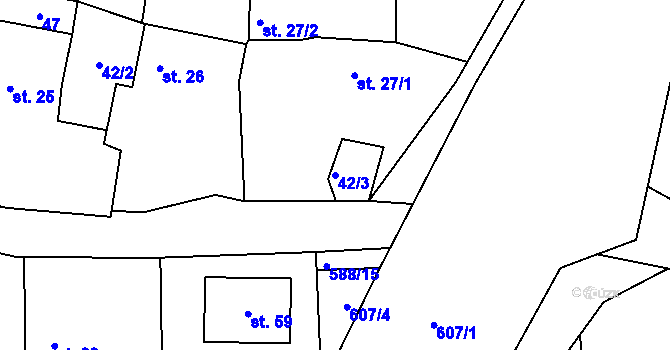 Parcela st. 42/3 v KÚ Okrouhlá u Branic, Katastrální mapa