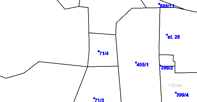 Parcela st. 71/4 v KÚ Okrouhlá u Branic, Katastrální mapa
