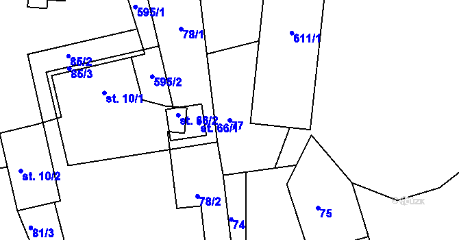 Parcela st. 77 v KÚ Okrouhlá u Branic, Katastrální mapa