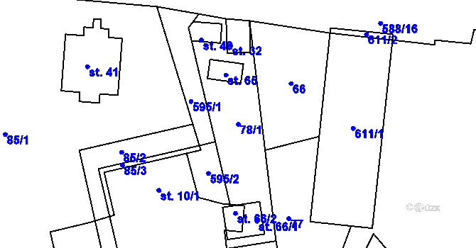 Parcela st. 78/1 v KÚ Okrouhlá u Branic, Katastrální mapa