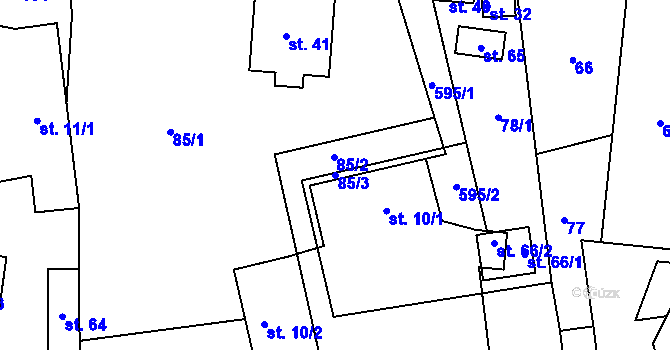Parcela st. 85/3 v KÚ Okrouhlá u Branic, Katastrální mapa