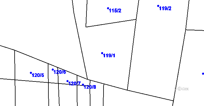 Parcela st. 119/1 v KÚ Okrouhlá u Branic, Katastrální mapa