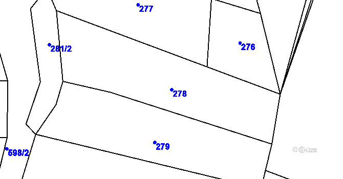 Parcela st. 278 v KÚ Okrouhlá u Branic, Katastrální mapa