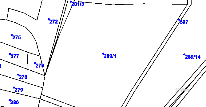 Parcela st. 289/1 v KÚ Okrouhlá u Branic, Katastrální mapa