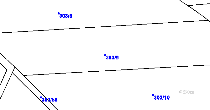 Parcela st. 303/9 v KÚ Okrouhlá u Branic, Katastrální mapa
