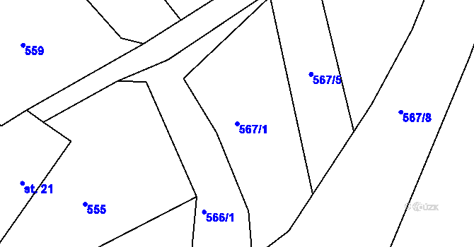 Parcela st. 567/1 v KÚ Okrouhlá u Branic, Katastrální mapa