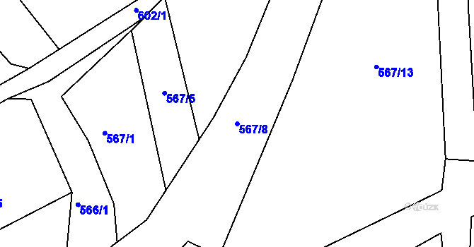 Parcela st. 567/8 v KÚ Okrouhlá u Branic, Katastrální mapa