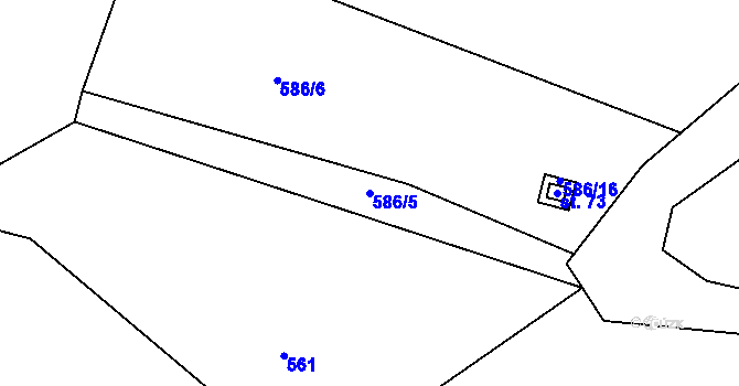 Parcela st. 586/5 v KÚ Okrouhlá u Branic, Katastrální mapa