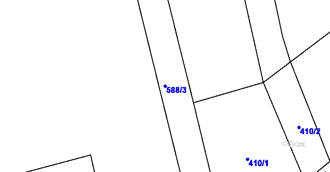 Parcela st. 588/3 v KÚ Okrouhlá u Branic, Katastrální mapa