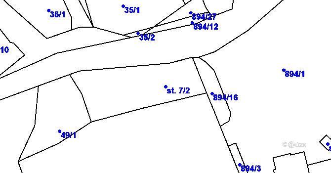 Parcela st. 7/2 v KÚ Stehlovice, Katastrální mapa