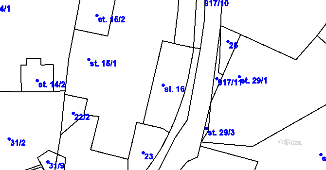 Parcela st. 16 v KÚ Stehlovice, Katastrální mapa