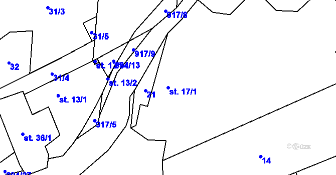 Parcela st. 17/1 v KÚ Stehlovice, Katastrální mapa