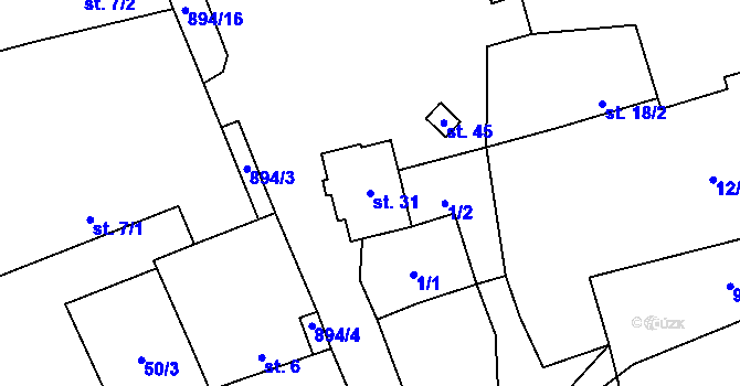 Parcela st. 31 v KÚ Stehlovice, Katastrální mapa