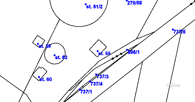 Parcela st. 55 v KÚ Stehlovice, Katastrální mapa