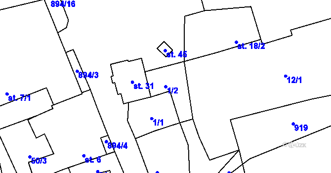 Parcela st. 1/2 v KÚ Stehlovice, Katastrální mapa