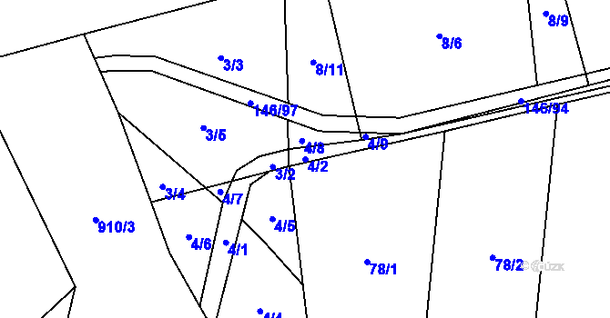 Parcela st. 4/2 v KÚ Stehlovice, Katastrální mapa
