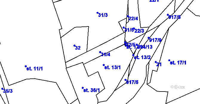 Parcela st. 31/4 v KÚ Stehlovice, Katastrální mapa