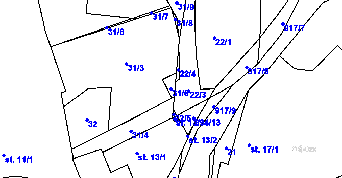 Parcela st. 31/5 v KÚ Stehlovice, Katastrální mapa
