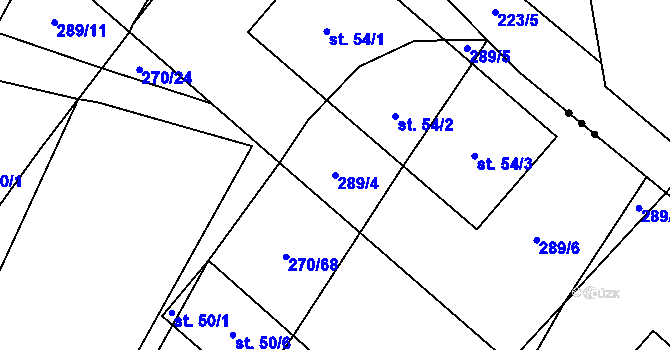 Parcela st. 289/4 v KÚ Stehlovice, Katastrální mapa