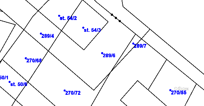 Parcela st. 289/6 v KÚ Stehlovice, Katastrální mapa