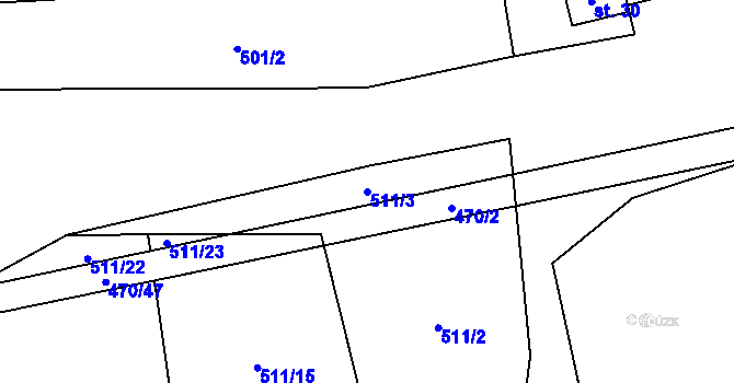 Parcela st. 511/3 v KÚ Stehlovice, Katastrální mapa