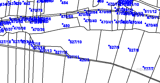 Parcela st. 527 v KÚ Stehlovice, Katastrální mapa