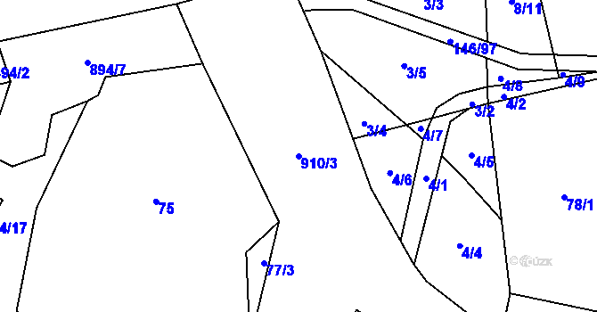 Parcela st. 910/3 v KÚ Stehlovice, Katastrální mapa