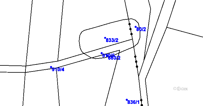 Parcela st. 910/5 v KÚ Stehlovice, Katastrální mapa