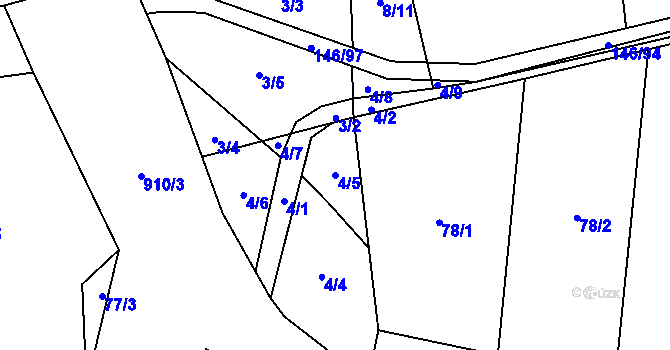 Parcela st. 4/5 v KÚ Stehlovice, Katastrální mapa