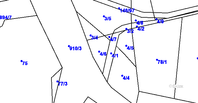 Parcela st. 4/6 v KÚ Stehlovice, Katastrální mapa