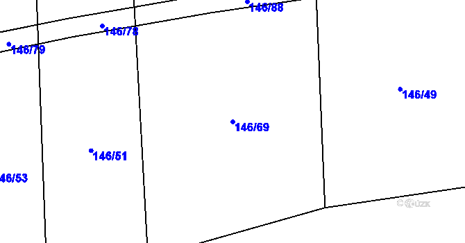 Parcela st. 146/69 v KÚ Stehlovice, Katastrální mapa