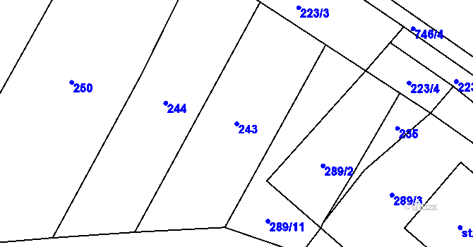 Parcela st. 243 v KÚ Stehlovice, Katastrální mapa