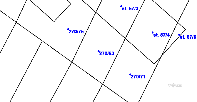 Parcela st. 270/63 v KÚ Stehlovice, Katastrální mapa