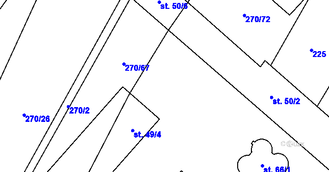 Parcela st. 270/73 v KÚ Stehlovice, Katastrální mapa