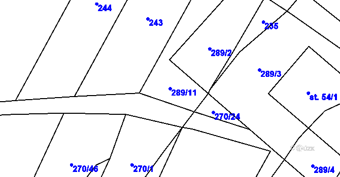 Parcela st. 289/11 v KÚ Stehlovice, Katastrální mapa