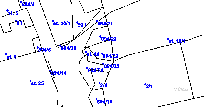 Parcela st. 894/22 v KÚ Stehlovice, Katastrální mapa