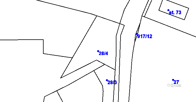 Parcela st. 28/4 v KÚ Stehlovice, Katastrální mapa