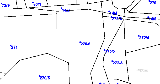Parcela st. 270/6 v KÚ Braníškov, Katastrální mapa