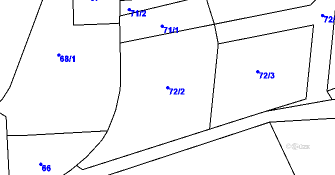 Parcela st. 72/2 v KÚ Braníškov, Katastrální mapa