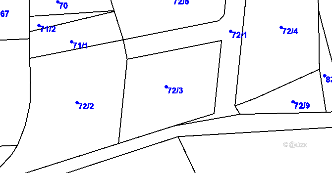 Parcela st. 72/3 v KÚ Braníškov, Katastrální mapa