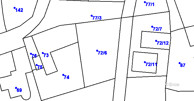 Parcela st. 72/6 v KÚ Braníškov, Katastrální mapa